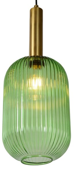 Lucide Maloto lampă suspendată din sticlă, Ø 20 cm, verde, reglabil, Verde, Camera de zi / sufragerie, Sticlă