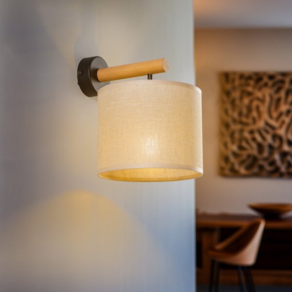 TK Lighting Aplică de perete Deva Nature, textil, lemn, reglabil, Lemn, Camera de zi / sufragerie, Lemn, Scandinavă