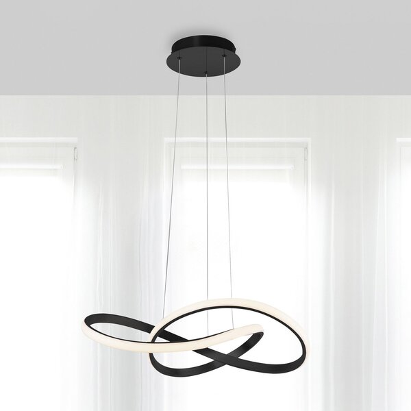 JUST LIGHT. GmbH Lampă suspendată LED Maria, dimabil în 3 trepte, negru, reglabil, Negru, dormitor, Aluminiu, Modern