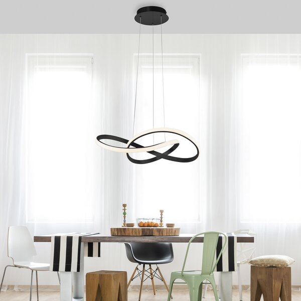 JUST LIGHT. GmbH Lampă suspendată LED Maria, dimabil în 3 trepte, negru, reglabil, Negru, dormitor, Aluminiu, Modern