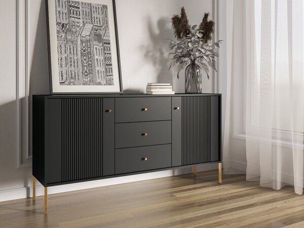 Comodă Isae 2D3S (negru + auriu). 1154784