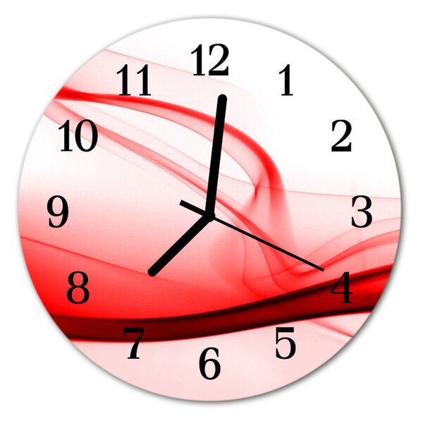 Ceas de perete din sticla rotund Abstract Lines Art Red