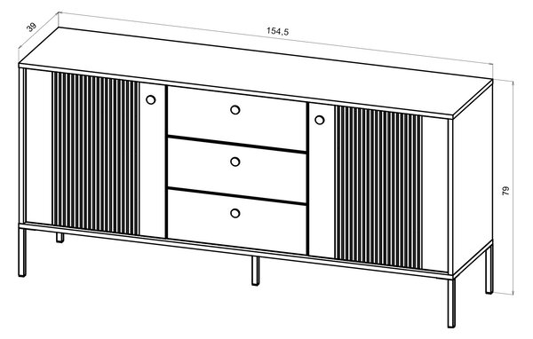 Comodă Isae 2D3S (negru + auriu). 1154784