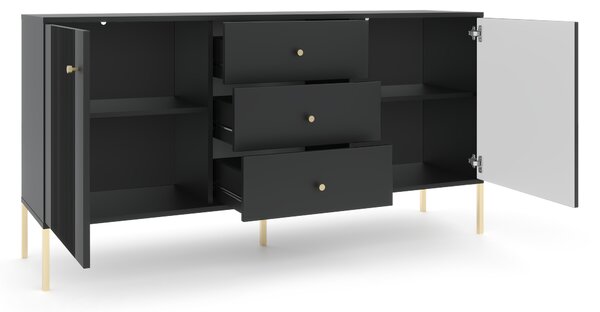 Comodă Isae 2D3S (negru + auriu). 1154784