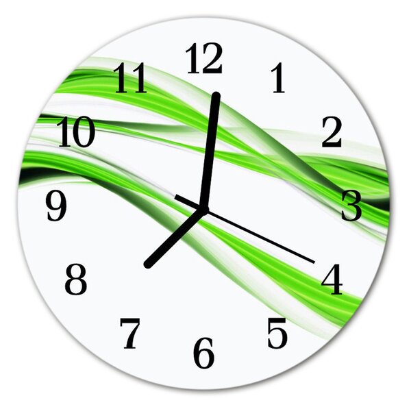 Ceas de perete din sticla rotund Abstract Lines Art Green