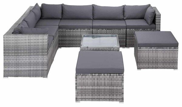 Deuba Set ratan de gradina XXL - perne gri/antracit