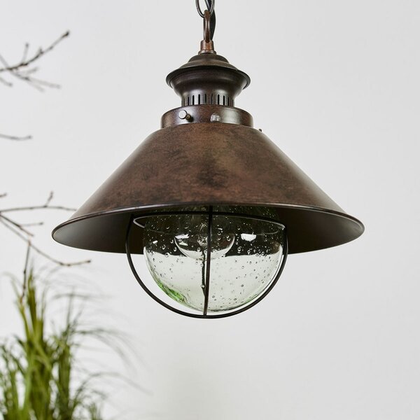 FARO BARCELONA Lampă suspendată Nautica Ø 26 cm, Maro / Rugină, Metal