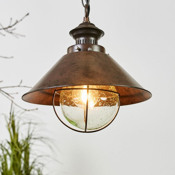 FARO BARCELONA Lampă suspendată Nautica Ø 26 cm, Maro / Rugină, Metal