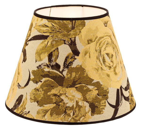 Duolla Abajur Sofia Înălțime 25 cm, model floral galben, Bej, Țesătură / Textil