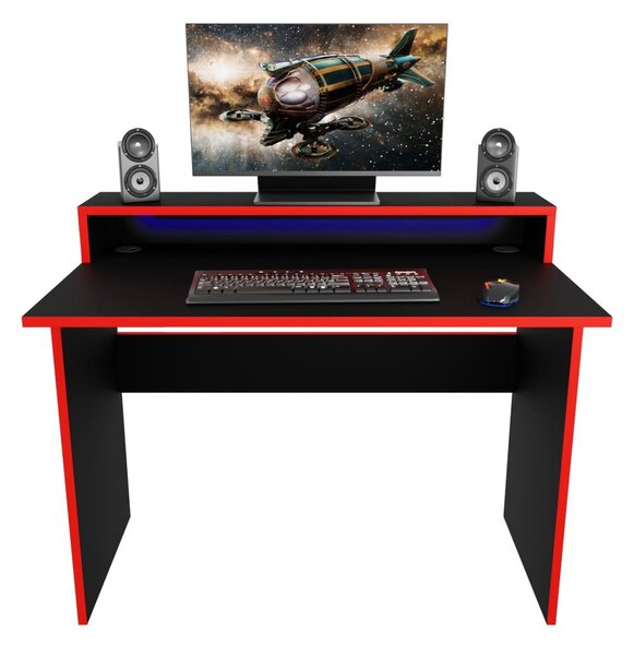 Masă PC gaming Adapt (Negru + Roșu) (cu iluminat LED RGB). 1054991