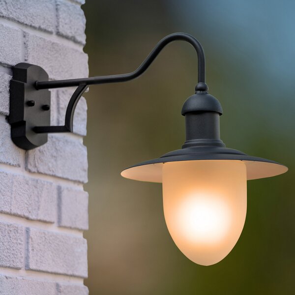 Lucide Aruba aplică exterior, Ø 25 cm, negru, reglabil, Negru, Metal, Casă de țară / Rustic