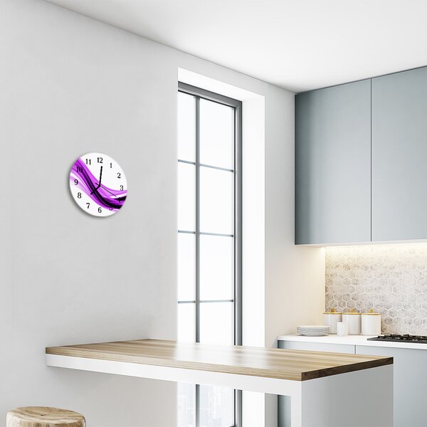 Ceas de perete din sticla rotund Rezumat Arta Violet
