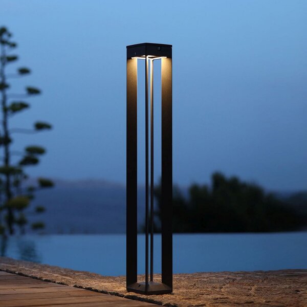 Les Jardins Lampă solară LED Borne cu senzor, 90 cm, gri, reglabil, Gri, Metal, Boltă de exterior / cale de acces