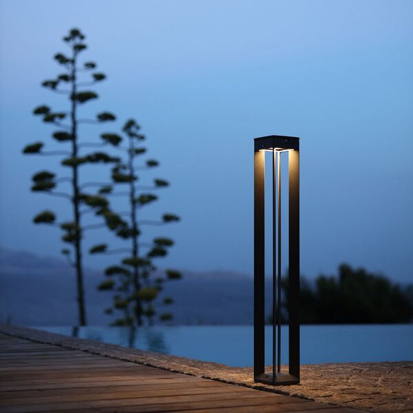 Les Jardins Lampă solară LED Borne cu senzor, 90 cm, gri, reglabil, Gri, Metal, Boltă de exterior / cale de acces