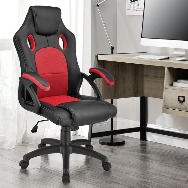 Juskys Scaun de birou Montreal - negru/rosu