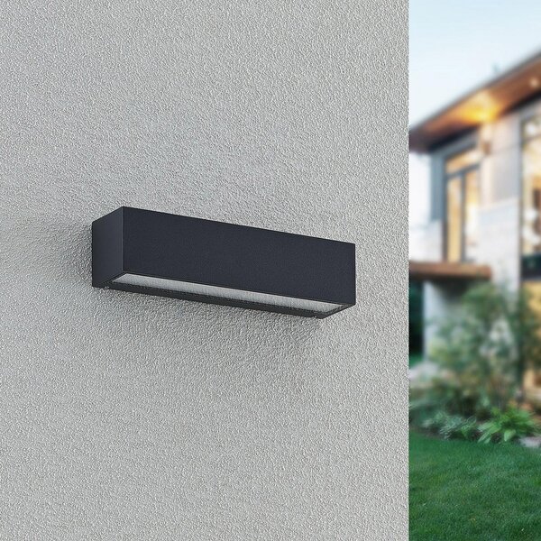 Arcchio Aplică de perete LED Lengo, 25 cm, cu 1 bec, antracit, CCT, Negru, Aluminiu, Modern