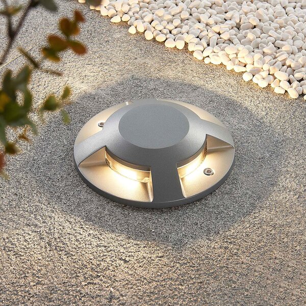Lucande Spoturi LED pentru podea Jeffrey, argintiu, 4 ieșiri de lumină, Gri, Metal, Modern