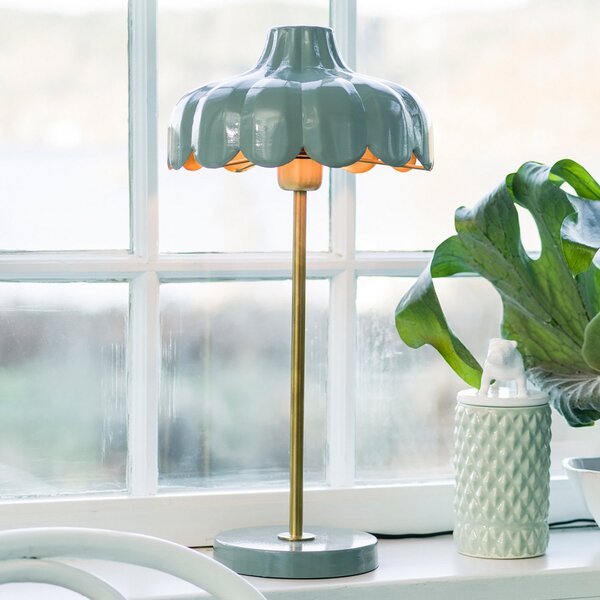 PR Home Lampă de masă Wells din metal, verde/galben, Verde, Camera de zi / sufragerie, Metal, Ecran de masă în poziție verticală