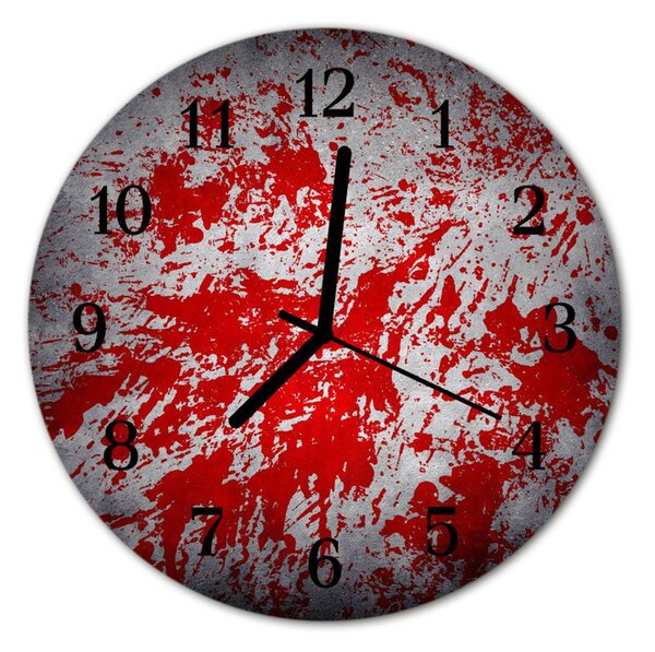 Ceas de perete din sticla rotund Stains Art Red