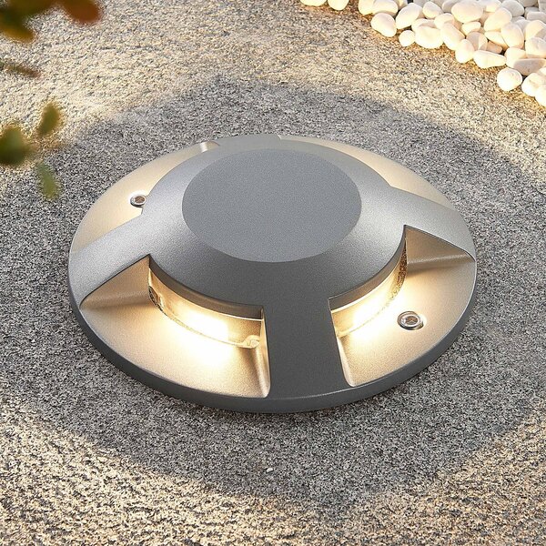 Lucande Spoturi LED pentru podea Jeffrey, argintiu, 4 ieșiri de lumină, Gri, Metal, Modern