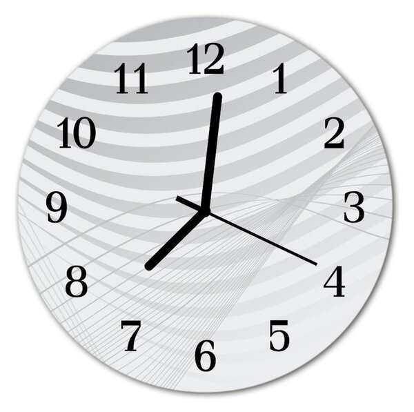Ceas de perete din sticla rotund Abstract Lines Art Gray
