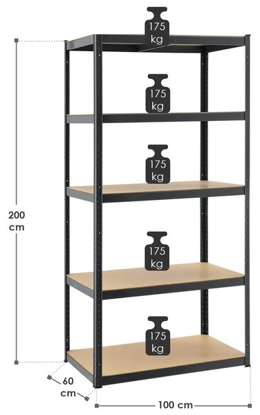 Juskys Raft 200 x 100 x 60 cm - gri