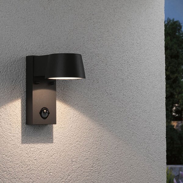 Paulmann Capea aplică LED de exterior cu senzor, Negru, Metal, Modern