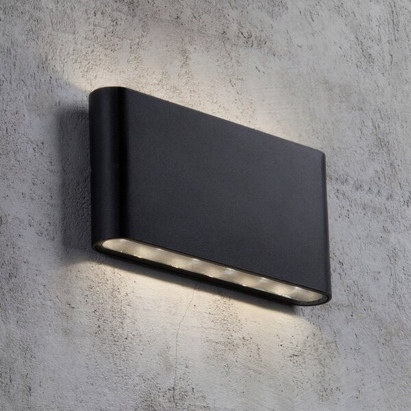 Nordlux Aplică LED de exterior Kinver, formă plată, negru, Negru, Metal, Modern