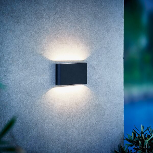Nordlux Aplică LED de exterior Kinver, formă plată, negru, Negru, Metal, Modern