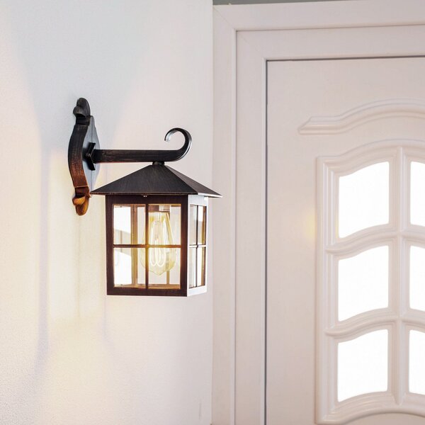 Lindby Lampă de exterior Ida, culoare ruginie, felinar, 34 cm, E27, Maro / Rugină, Aluminiu, Antichitate