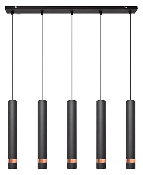 LED Lustră pe cablu TUBA 5xGU10/6,5W/230V neagră/cupru