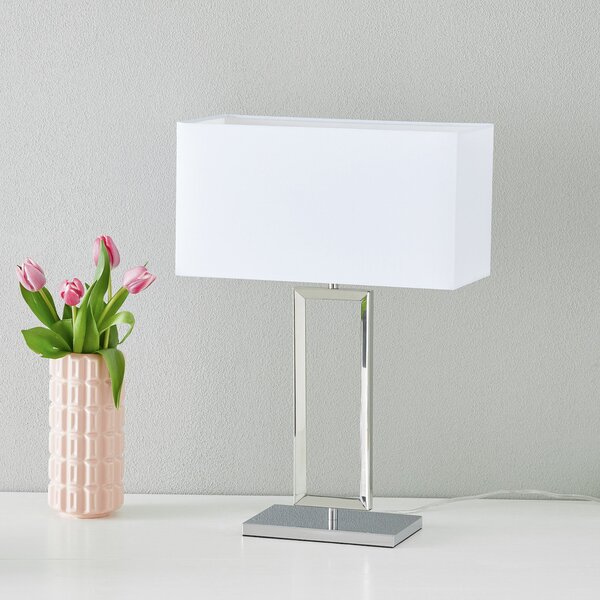 Helestra Lampa de masă Enna 2, înălțime 53 cm, E14, albă, textilă, Alb, Camera de zi / sufragerie, Țesătură / Textil, Modern