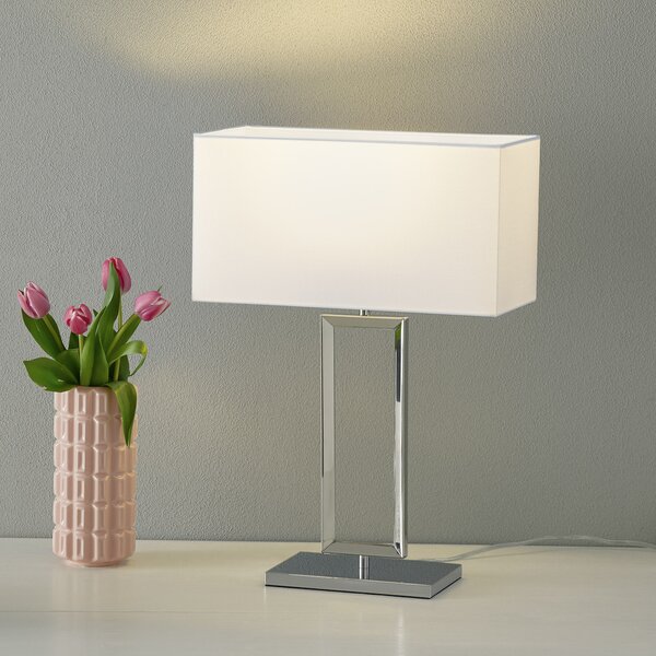 Helestra Lampa de masă Enna 2, înălțime 53 cm, E14, albă, textilă, Alb, Camera de zi / sufragerie, Țesătură / Textil, Modern