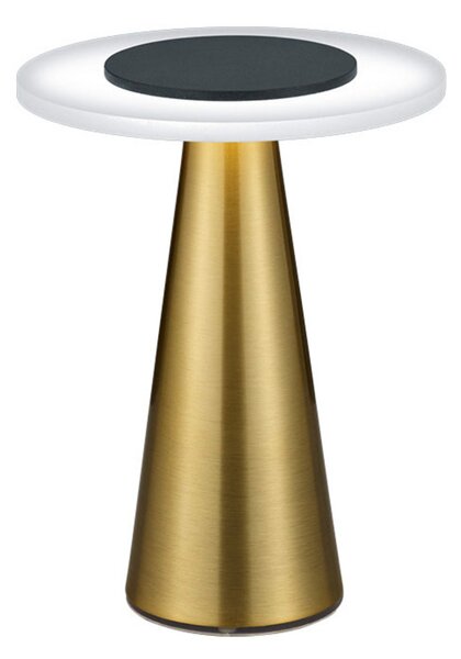 Helestra Bax lampă de masă dimmer tactil, alamă, reglabil, Auriu / Alamă, dormitor, Aluminiu, Modern