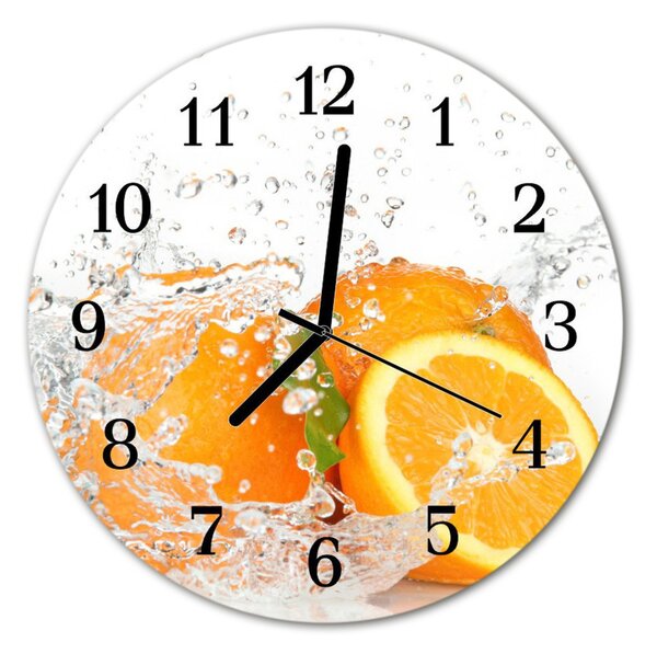 Ceas de perete din sticla rotund Portocale Bucătărie Orange