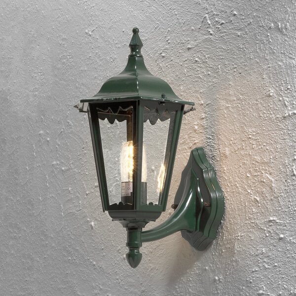 Konstsmide Aplică de exterior Firenze, verde, priză superioară, 48 cm, Verde, Metal, Casă de țară / Rustic, Felinar