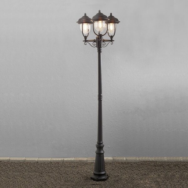 Konstsmide Lampadar Parma 3 fluxuri, negru, reglabil, Negru, Metal, Casă de țară / Rustic