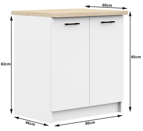 Dulap inferior de bucătărie Ozara S80 2D (alb). Promo -13%. 1069130