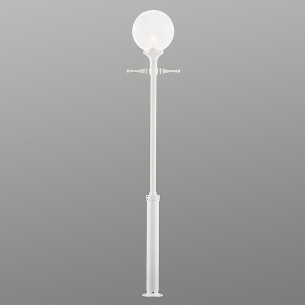 Konstsmide Lampadar Orion, alb, cu abajur glob clar, reglabil, Alb, Metal, Glob pentru exterior