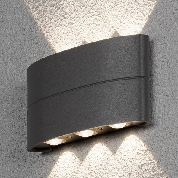 Konstsmide Aplică LED de exterior, antracit, 6 fluxuri, Negru, Metal, Modern