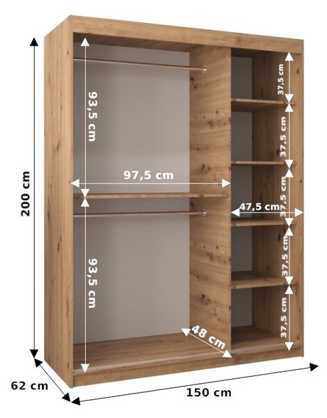 Dulap de haine 150 cm Milain (Cașmir). 1126002