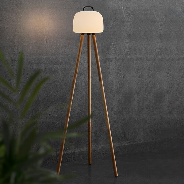 Nordlux LED lampă de podea Kettle Tripod din lemn, abajur 22cm, reglabil, Alb, Lemn, Design, Umbrelă în picioare