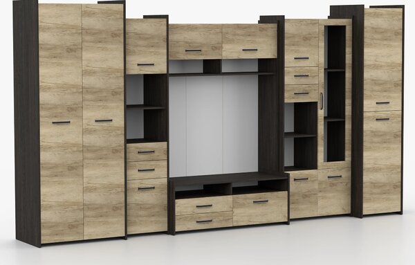 Mobilier cameră de zi Moledo (stejar gri + stejar canterbury). Promo -21%. 1014007