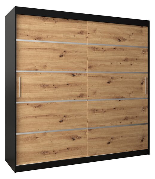 Dulap de haine 250 cm Verika 1 250 (negru + stejar artisan). 1063747