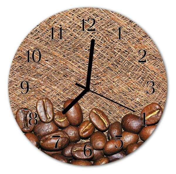 Ceas de perete din sticla rotund Boabe de cafea Bucătărie Brun