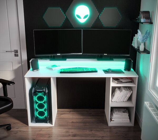 Masă PC pentru gaming Garrick 1 (biely) (cu iluminat LED RGB). 1064133