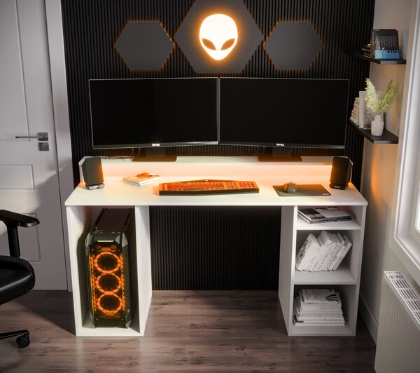 Masă PC pentru gaming Garrick 1 (biely) (cu iluminat LED RGB). 1064133
