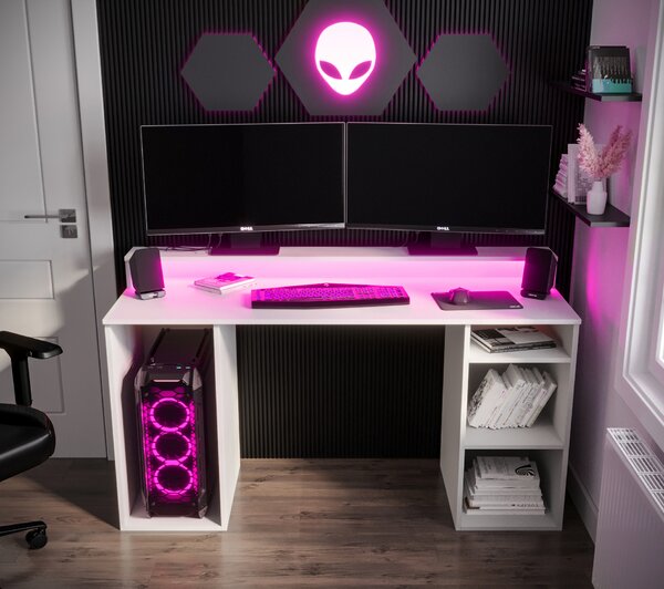 Masă PC pentru gaming Garrick 1 (biely) (cu iluminat LED RGB). 1064133