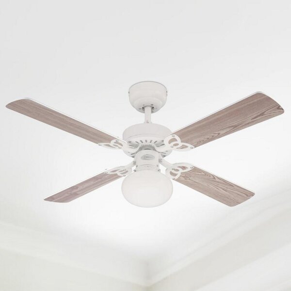 Westinghouse Vegas ventilator, lumină, alb/pin, Lemn, Camera de zi / sufragerie, Lemn