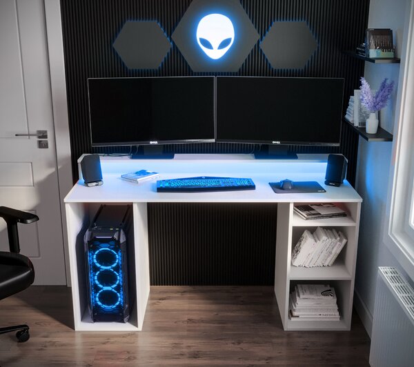 Masă PC pentru gaming Garrick 1 (biely) (cu iluminat LED RGB). 1064133